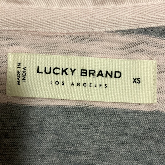 Lucky polo gray and pink blouse with collar. 3/4 sleeves Size XS. 100% cotton. - Picture 5 of 12